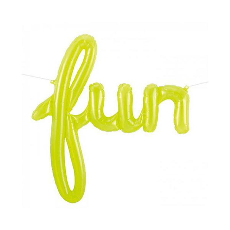 Fun lime green script foil balloon